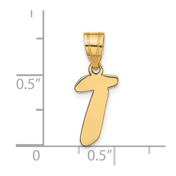 Kazi Luxury 14k Yellow Gold Polished Script Letter T Initial Pendant - Picture 4 of 4